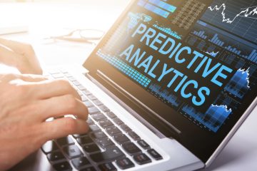 Image of laptop screen with text 'Predictive analytics'