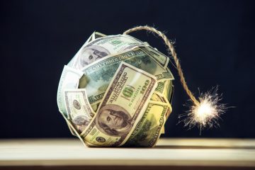 image of bomb made from dollar notes