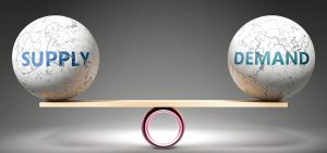 Image of supply and demand balancing on seesaw
