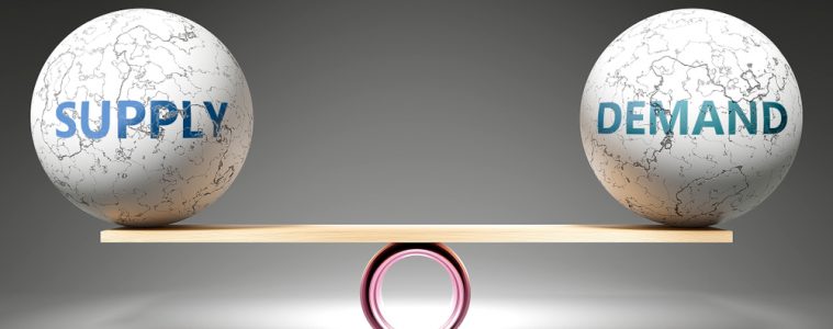 Image of supply and demand balancing on seesaw
